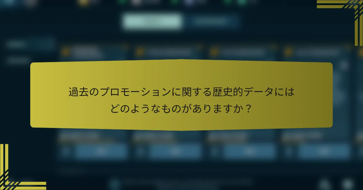 過去のプロモーションに関する歴史的データにはどのようなものがありますか？