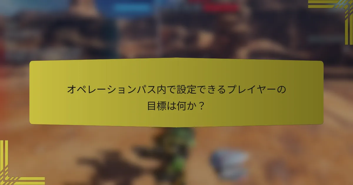 オペレーションパス内で設定できるプレイヤーの目標は何か？